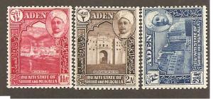 Aden,Shihr & Mukalla  Scott #4-6  Mint H  Scott CV $4.50