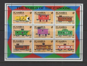 Gambia #1114 (1991 Trains sheet of 9) VFMNH CV $5.50