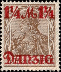 DANZIG - 1920 - Mi.27-I 1-3/4Mk / 3pf (tips upwards) - Mint (Hinged)*