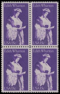 US 1832 Edith Wharton 15c block 4 MNH 1980