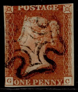 GB QV SG8, 1d red-brown BLACK MX PLATE 31, USED. Cat £60. GC 