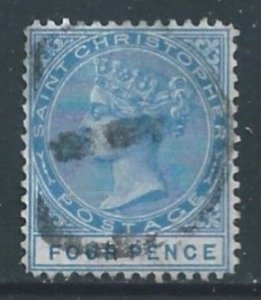 St. Christopher #6 Used 4p Queen Victoria - Wmk. 1 - Perf 14