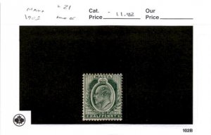 Malta, Postage Stamp, #21 Mint Hinged, 1903 King Edward