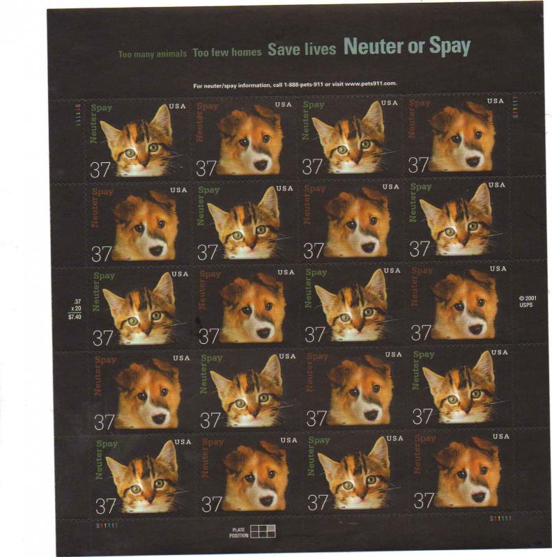 US 3670-71 - 37¢ Neuter and Spay Unused