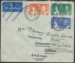 KENYA UGANDA TANGANYIKA 1937 airmail cover Entebbe to UK...................40649