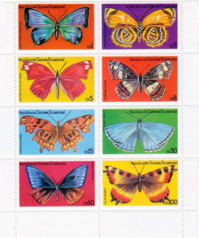 Equatorial Guinea 1979 Butterflies Shlt(8)Perf.MNH Yvert 125