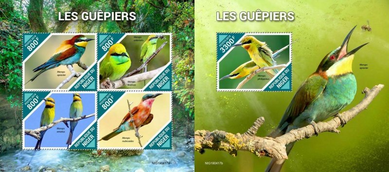 Z08 NIG190417ab NIGER 2019 Bee-eaters MNH ** Postfrisch