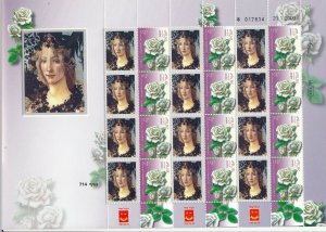 ISRAEL 2015 ART PAINTINGS BOTTICELLI PORTRAIT OF PRIMAVERA SHEET MNH