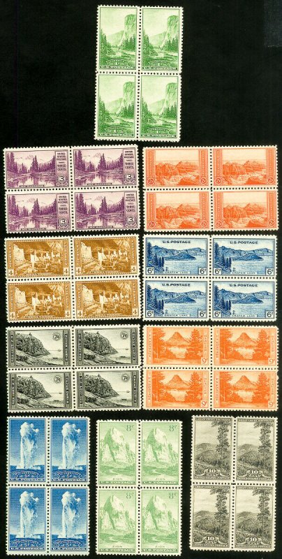 US Stamps # 740-9 MNH VF Blocks Of 4 