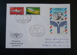 aviation history Otto Lilienthal commemorative cover Germany 1991 (Dresden)