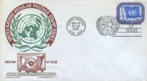 UN # 7 15c REGULAR ISSUE FDC 1951 - CC - Staehle