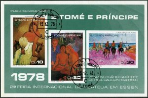 St Thomas & Prince 492 sheet. CTO. Mi Bl.16. ESSEN-1978. Paintings by Gauguin.