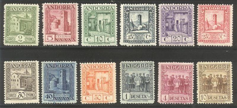 ANDORRA (SP) #13-24 Mint NH - 1929 Pictorial Set