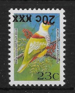 FIJI SGF1362a 2008 20c on 23c BIRDS TYPE IIIh SURCHARGE INVERTED MNH