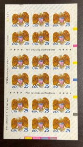 2431a  Eagle & Shield Liner C  Pane of 18 MNH 25 c FV $4.50  1989