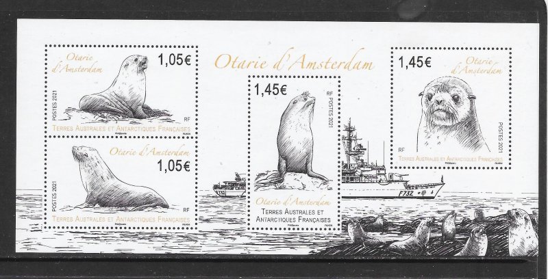 FRENCH SOUTHERN ANTARCTIC TERRITORY #656 SEALS S/S MNH