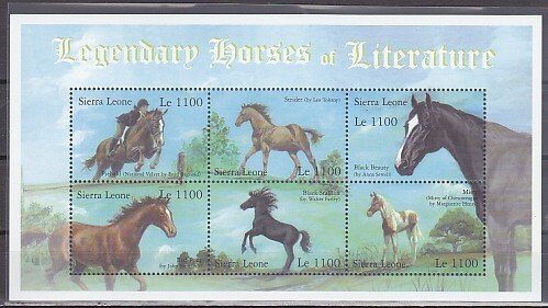 Sierra Leone, Scott cat. 2478 a-f. Legendary Horses sheet of 6. ^