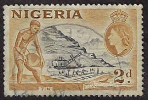 Nigeria #83 Used VLH; 2d QEII - Mining Tin (1953)