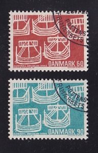 Denmark  #454-455  used  1969  five ancient ships