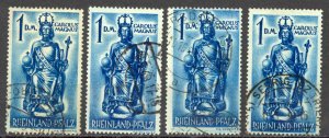 Germany Rhine Palatinate Sc# 6N29 Used lot/4 1948 1dm Statue of Charlemagne