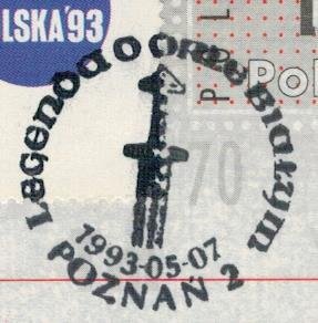 Poland 1993 Card Special Cancellation Sword Coat of Arms White Eagle Legend