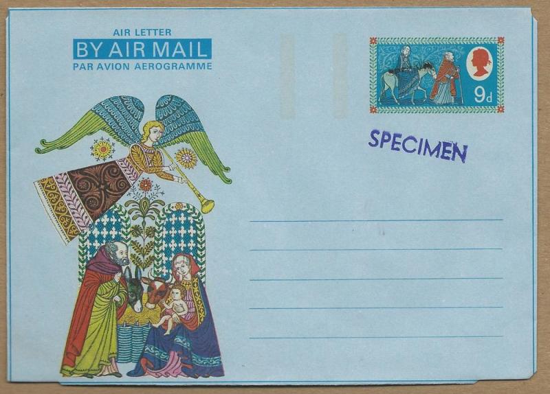 Great Britain  Aerogramme Christmas 1969 SPECIMEN Mint