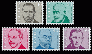 Switzerland 1971 ** Sc 265-69 Famous Swiss lt. adhesion on 30c