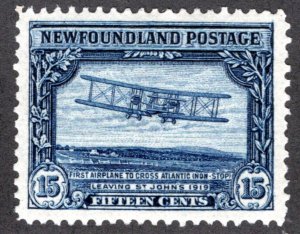 148, NSSC, Newfoundland, 15¢ First TransAtlantic Flight, re-entry in lower r...