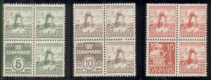 DENMARK #223d, 229b, 238A1 Se-Ten Booklet Panes of 4, og, LH, VF, Scott $115.00