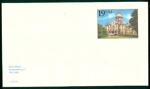 #UX157 University of Notre Dame Postal Card - MInt