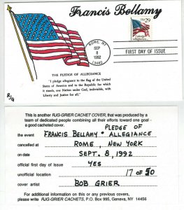 FRANCIS BELLAMY Stars + Stripes Pledge Of Allegiance Handpainted RJG Rome NY