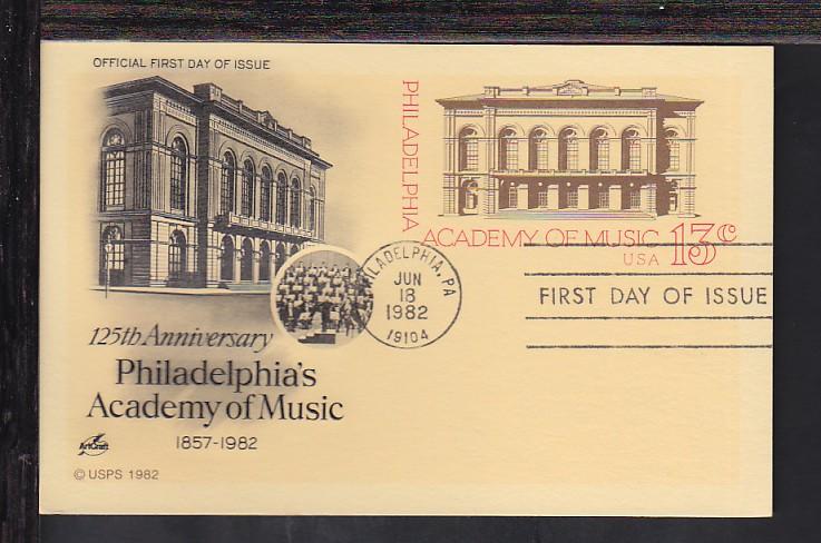 US UX96 Academy of Music 1982 Artcraft U/A FDC F880