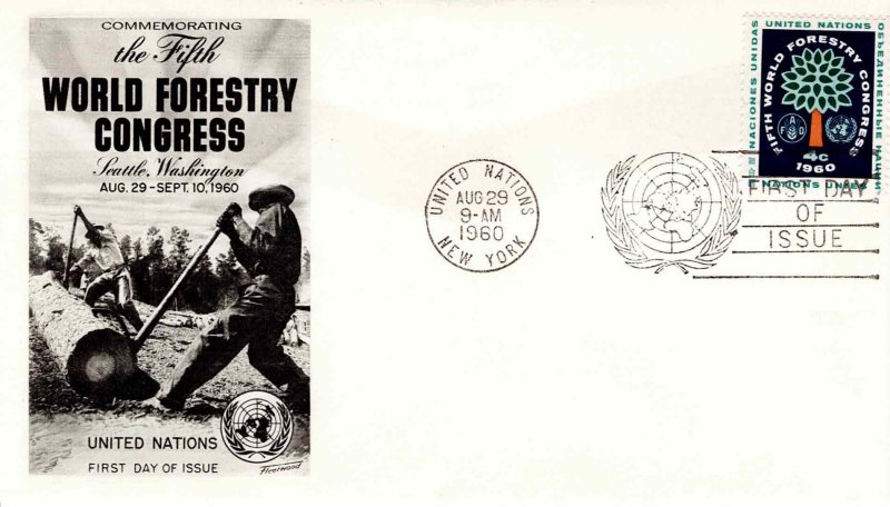 United Nations 1960 FDC Sc 81 World Forestry UN New York Fleetwood Cachet