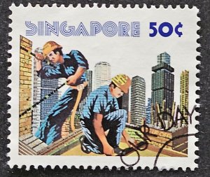 Singapore 1977 SG303 used 50c. Labour Day: building construction