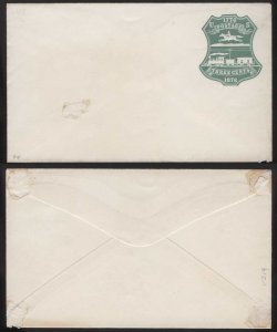 US Sc U219 Green 3¢ 1876 Unused Entire Size 7 Knife 30 Wmk 3 USPSS644-3