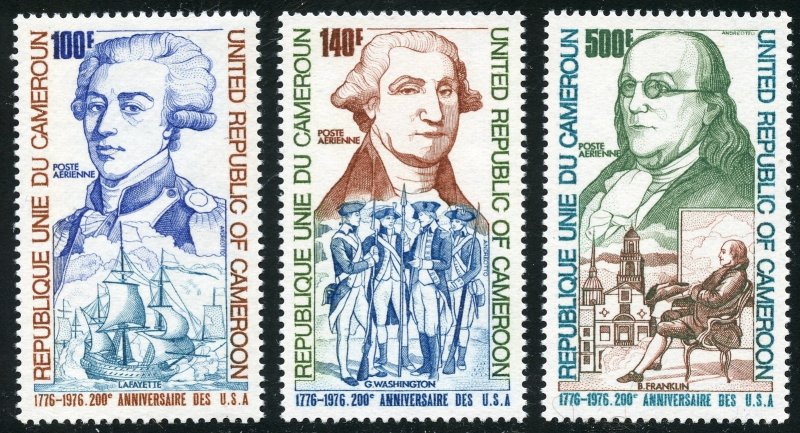 Cameroun Scott C227-C229 MNHOG - 1975 US Bicentennial Set - SCV $11.90