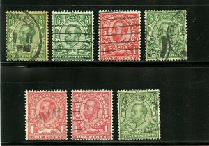 Great Britain #151, 153-6, 158-158A (GR832) King George V, U, F-VF, CV$101.50