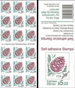 1993 29c Pine Cone, Booklet of 18 Scott 2491 Mint F/VF NH