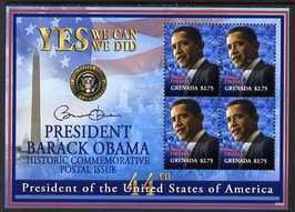 GRENADA - 2009 - Obama Inauguration -  Perf Min Sheet - Mint Never Hinged