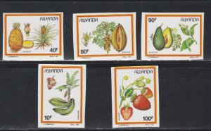 Rwanda # 1287-1291, Fruit, IMPERF Set Mint NH, .