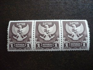 Stamps - Indonesia - Scott# 361 - Mint Never Hinged Strip of 3 Stamps