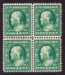 US 357 1c Franklin Mint Block of 4 with 2 mm Spacing OG NH/LH SCV $500