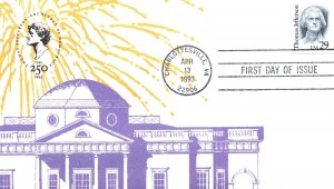 FIRST DAY COVER UNITED STATES THOMAS JEFFERSON 29c DEFINITIVE CACHET 250 (1993)