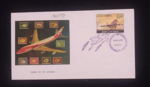 P) 1976 COLOMBIA, BOING JUMBO 747 AVIANCA, FDC, HISTORY OF AVIATION IN COLOMBIA