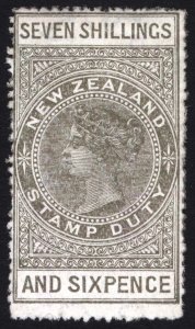 New Zealand 1906 7/6 BrzGrey Wmk. NZ Star P14 Scott AR39 SG F84 MLH Cat $1,500