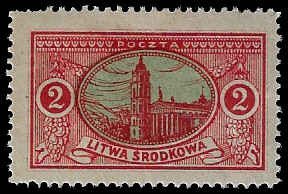 Central Lithuania #36 Unused OG HR; 2m St Stanislaus Cathedral - Vilnius (1921)
