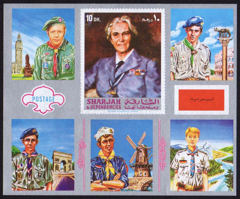 Sharjah Mi Block 101 (#925) mnh s/s - 1971 Scouts of Europe - Lady Baden Powell
