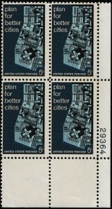 1967 Plan for Better Cities Plate Block of 4 5c Postage Stamps, Sc# 1333, MNH,OG