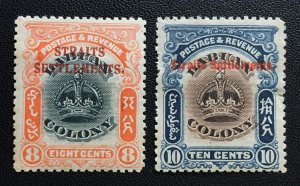 Malaya 1906 Straits Settlements opt LABUAN Crown 8c & 10c Mint SG#147&148 M4483