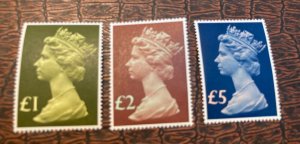 KAPPYSTAMPS GREAT BRITAIN 1, 2 & 5 POUND MACHINS  MINT  H284